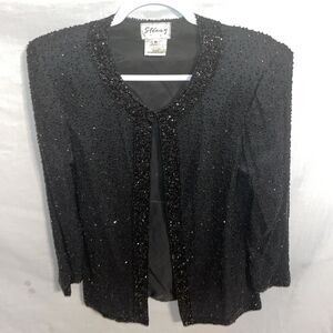 Stenay Women’s Beaded Dress Jacket Size Small Black 100% Silk Going Out Party